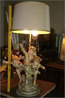 Vintage Metal Flying Cherub & Ferrie Lamp