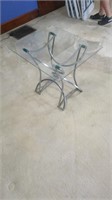 GLASS TOP  SIDE TABLE 24" TALL X 26" X 22"
