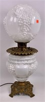 GWTW lamp - iron base #344, grapes in milk glass,