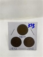 3 Indian Cents 1883-1893-1903