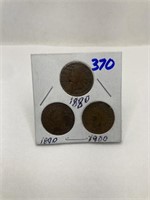 3 Indian Cents 1880-1890-1900