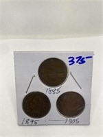 3 Indian Cents 1885 1895-1905