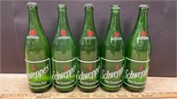 5 Vintage Glass 1L Schweppes Ginger Ale Bottles