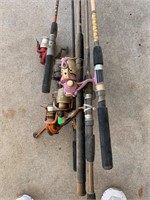 5 Fishing Poles with reels