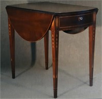 BOWED END PEMBROKE TABLE W/ EXCEPTIONAL INLAY