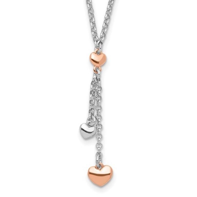 Sterling Silver Rose gold-plated Heart Necklace