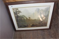LARGE WATER COLOR PRINT ELK IN THE MOUNTAINS