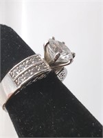 Sterling  Silver 925 Cubic Zirconia Size 6 Ring.