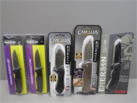 5 Folding knives by Camillus, Timberline, and