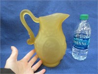 cameo frosted amber pitcher -about 9 inch tal