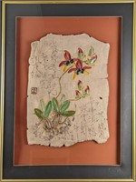 Framed C.C. Lee Floral Clay Wall Art