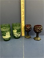 Biltmore Early Historic Scenes Ruby Red Goblets