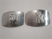 Two Metal Jewelled Belt Buckles