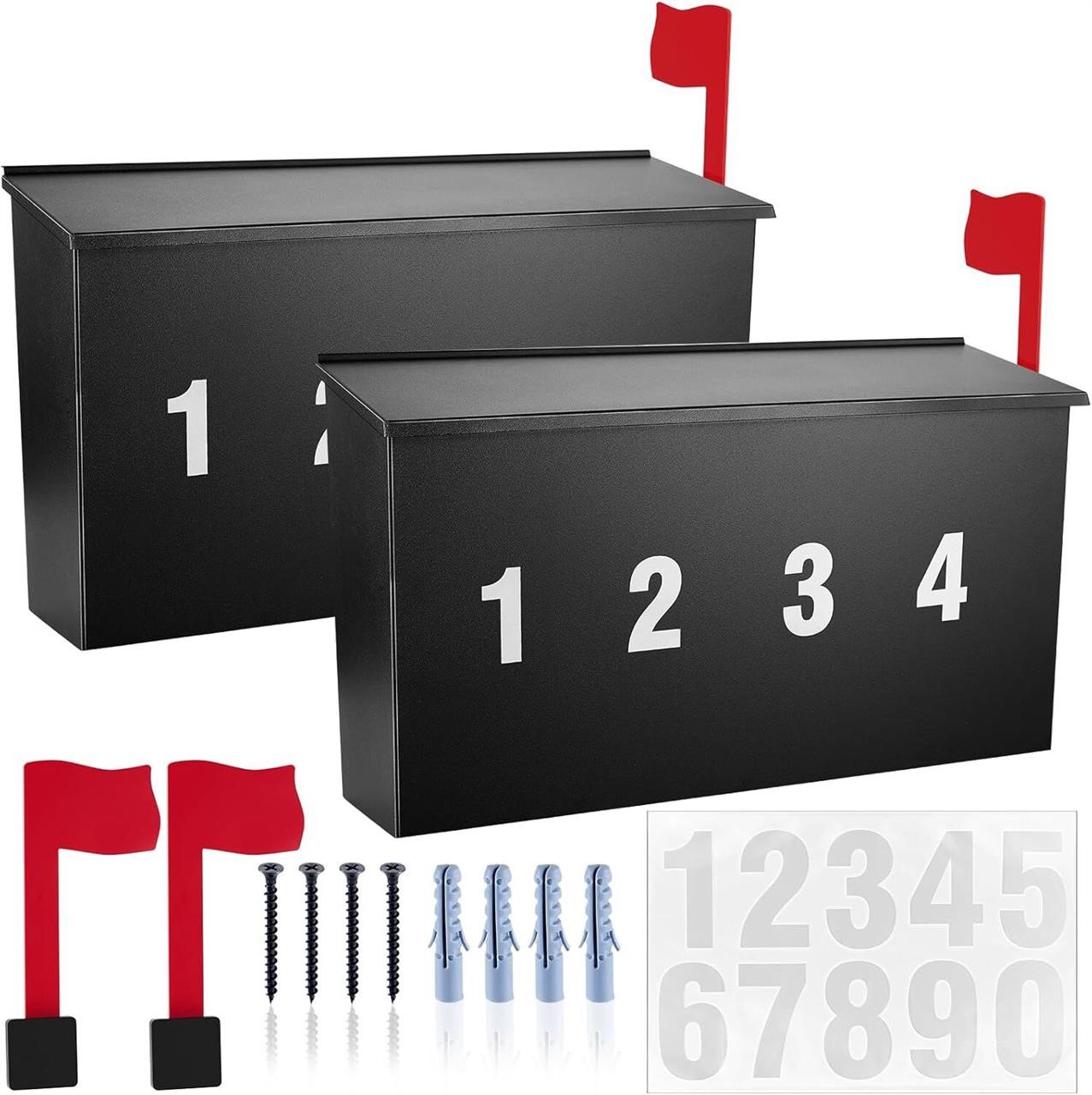 Mailbox w/ Flag  Black  15.8x5.1x9.5 In.