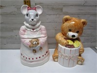 BEAR & MOUSE COOKIE JARS MOUSE HAS A MISSING
