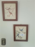 Set of cherry frame birds by Charles Spaulding
