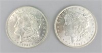 2 1921 90% Silver Morgan Dollars.