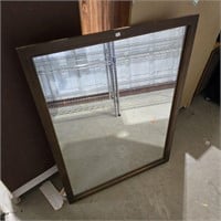 Mid Century Wood Framed Hanging Wall Mirror