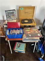 Detrola Record/Cassett Player with Records CD's