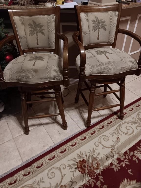 Pair of barstools 30 inch seats with Palm trees