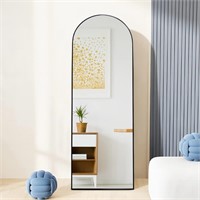 Arched Full Length Mirror 65x22  Black Frame