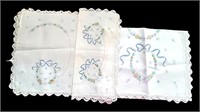 Hand Embroidered Blue Ribbon Table Linens