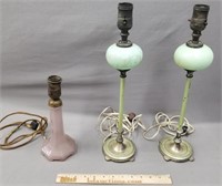 Pair Vintage Lamps & Single