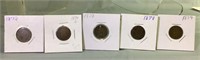 5 assorted US Indianhead Cents