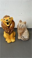 Vintage lion and shell cat