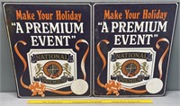 2 National Premium Advertising Beer Signs