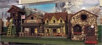 (4) Wood train layout buildings including