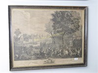 Large Framed Antique French Etching