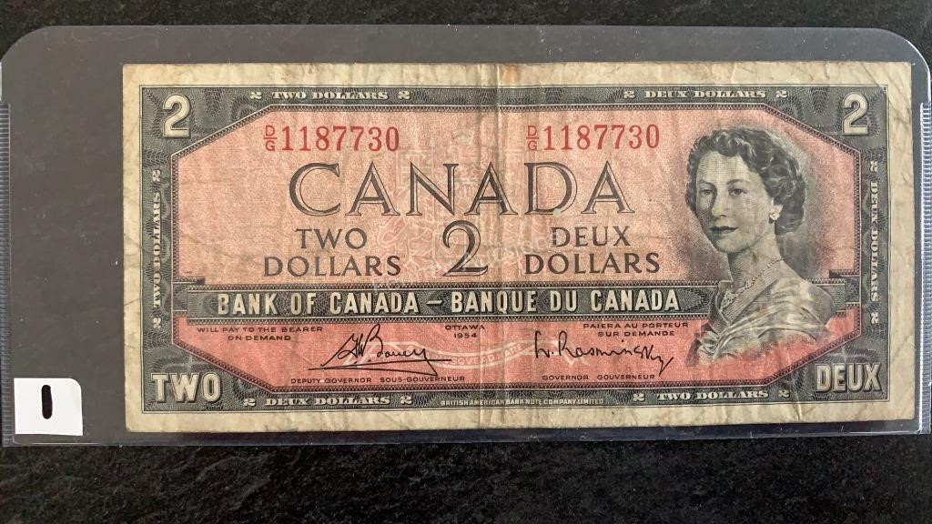 1954 Canadian 2 Dollar Bill