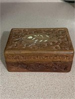 Carved wood mother pearl enlay dresser Box