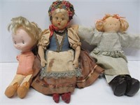 3 dolls, some handmade