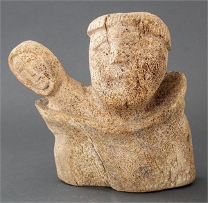 Illegibly Signed Inuit Petrified Bone Sculpture