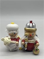 (2) Steinbach Mr. & Mrs Santa Claus Wood Ornaments
