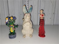 paper mache rabbit and Colorado belle, doll lady