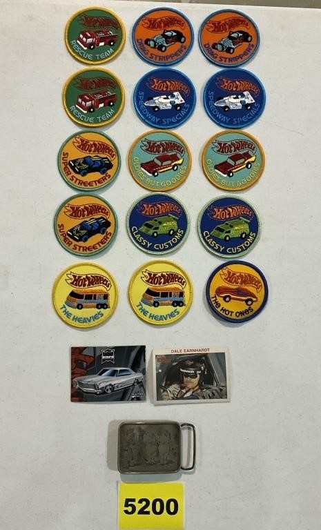 Assorted Lot, Belt Buckle, Trading Cards, Patches