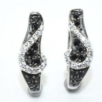 Sterling Silver Black Spinel & Cz Earrings SJC