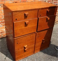 2 pc. MCM Stackable Teakwood File Cabinets by Jens