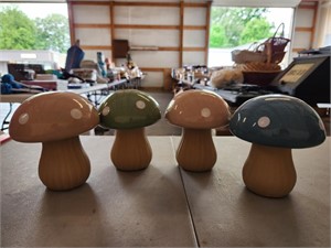 (4) Ceramic Mushrooms 5"