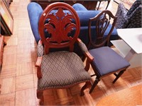 Armchair with oval carved back and upholstered