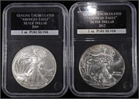 2009 & 2012 AMERICAN SILVER EAGLES PCS