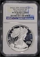 2011-W AMERICAN SILVER EAGLE NGC PF70 ULTRA CAMEO