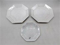 Three Octagonal Milk Glass Plates