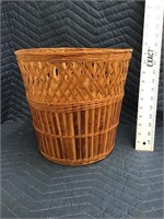 Vintage Rattan Waste Basket Trash Can