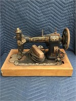 Antique White Rotary Sewing Machine with Wood