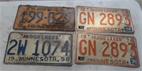 1952, 1958,(singles) & Pair '74 MN License Plates