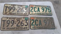 Pair '65 MN License Plates, Pair '66 MN License Pl